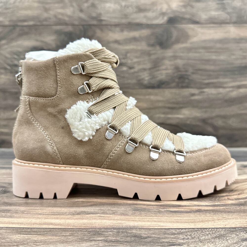 NEW Dolce Vita Pace 8 Faux Shearling Trim Lug Sole Suede Hiker Ankle Boots - Picture 7 of 12